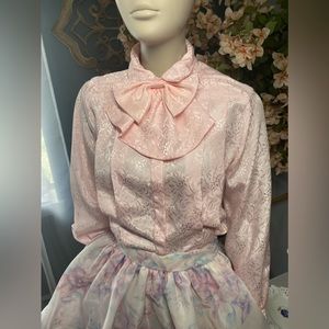 Pastel Pink Puff sleeve blouse vintage Worthington